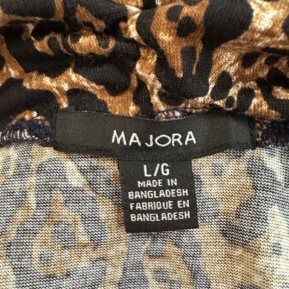 Majora animal print shirt draped  long sleeve SZ L - Picture 4 of 5